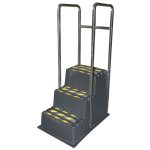 SS3-HR - SS Series Three-Step Safety Step Stand with Handrail   - 26 x 37 x 29